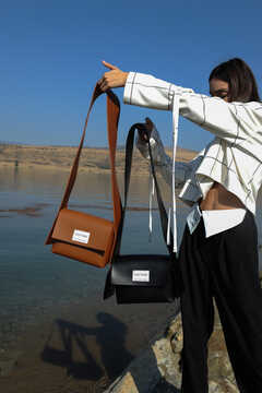 Brown eco leather bag