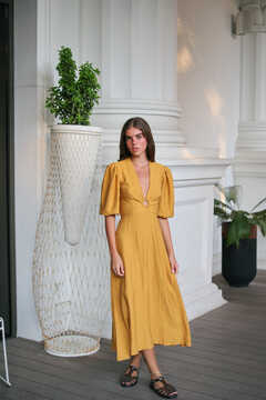 /Mustard Linen Dress