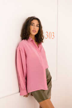 Pink Linen Silk Shirt