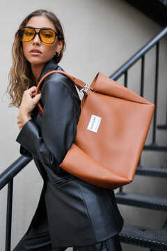 Brown eco leather bag 