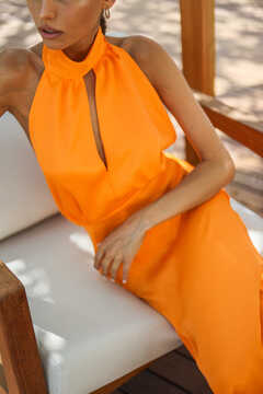Orange Silk 3D Dress 