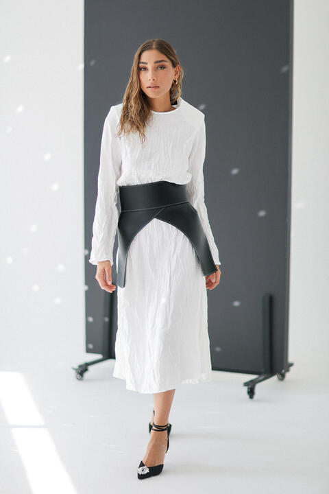 White Cutout Dress With Black Corset
