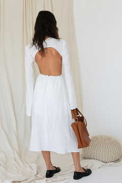 White Lien Cutout Dress