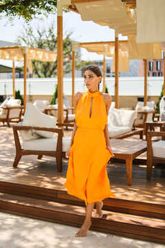 Orange Silk 3D Dress 