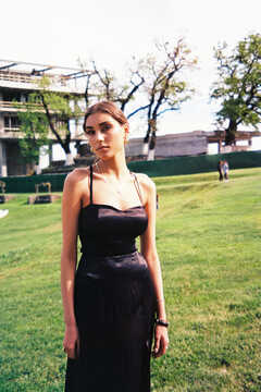 Black Silk Dress with laces